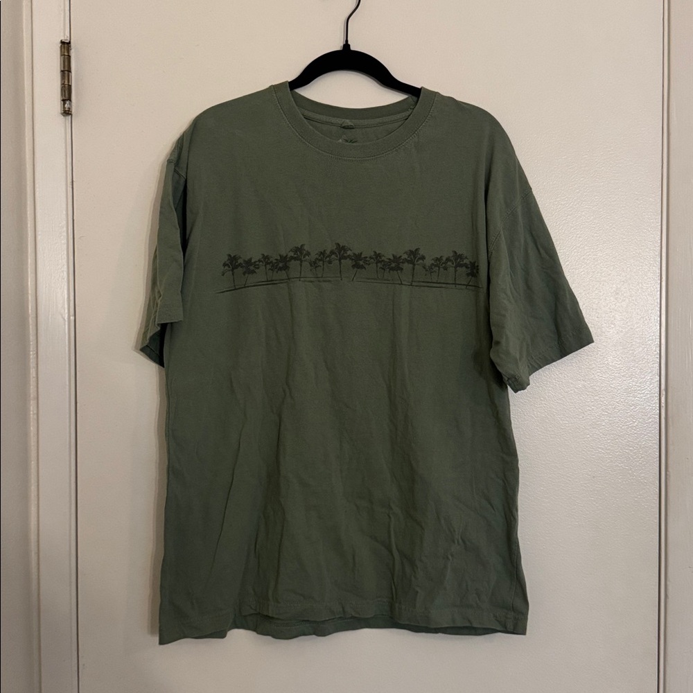 Green T-Shirt with Palm Tree Design